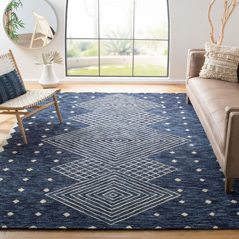 Safavieh Micro-Loop MLP171M 8&#39; x 10&#39; Blue and Ivory Area Rug, , large