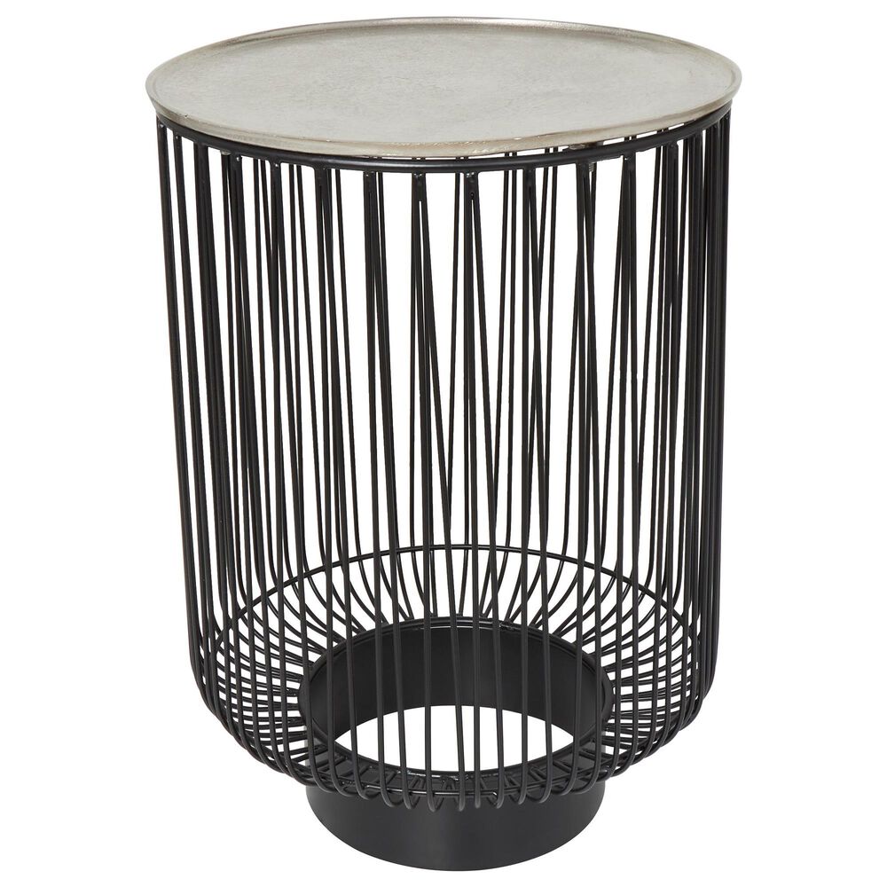 Maple and Jade Open Frame Wire End Table in Black and Silver, , large