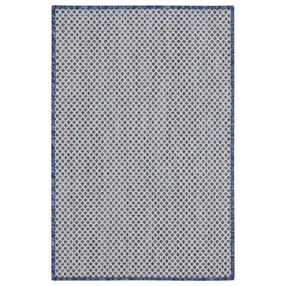 Nourison Courtyard Ivory and Blue 2" x 3" Indoor/Outdoor Area Rug, , large