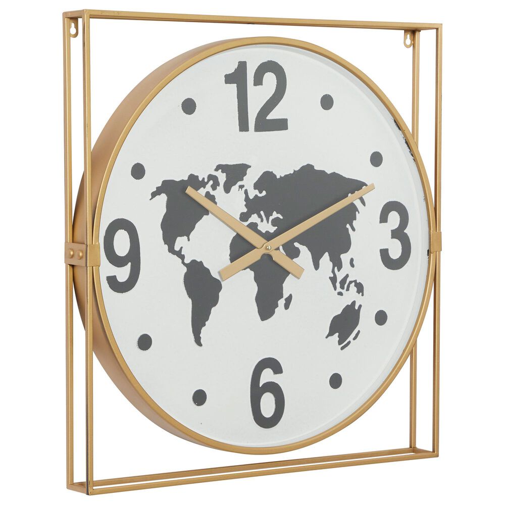 Maple and Jade 25" x 26" Wall Clock in Gold, , large