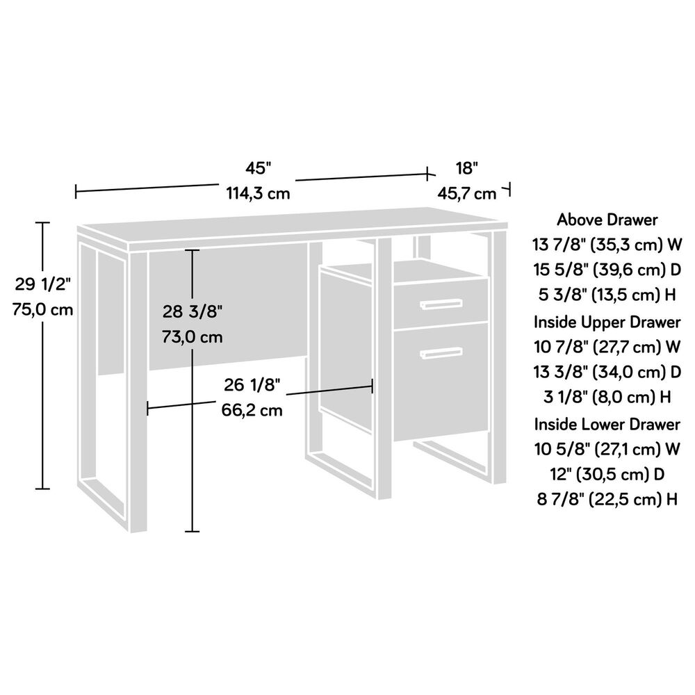 Hearth and Haven 2-Drawer Computer Desk in Dark Brown and Silver, , large