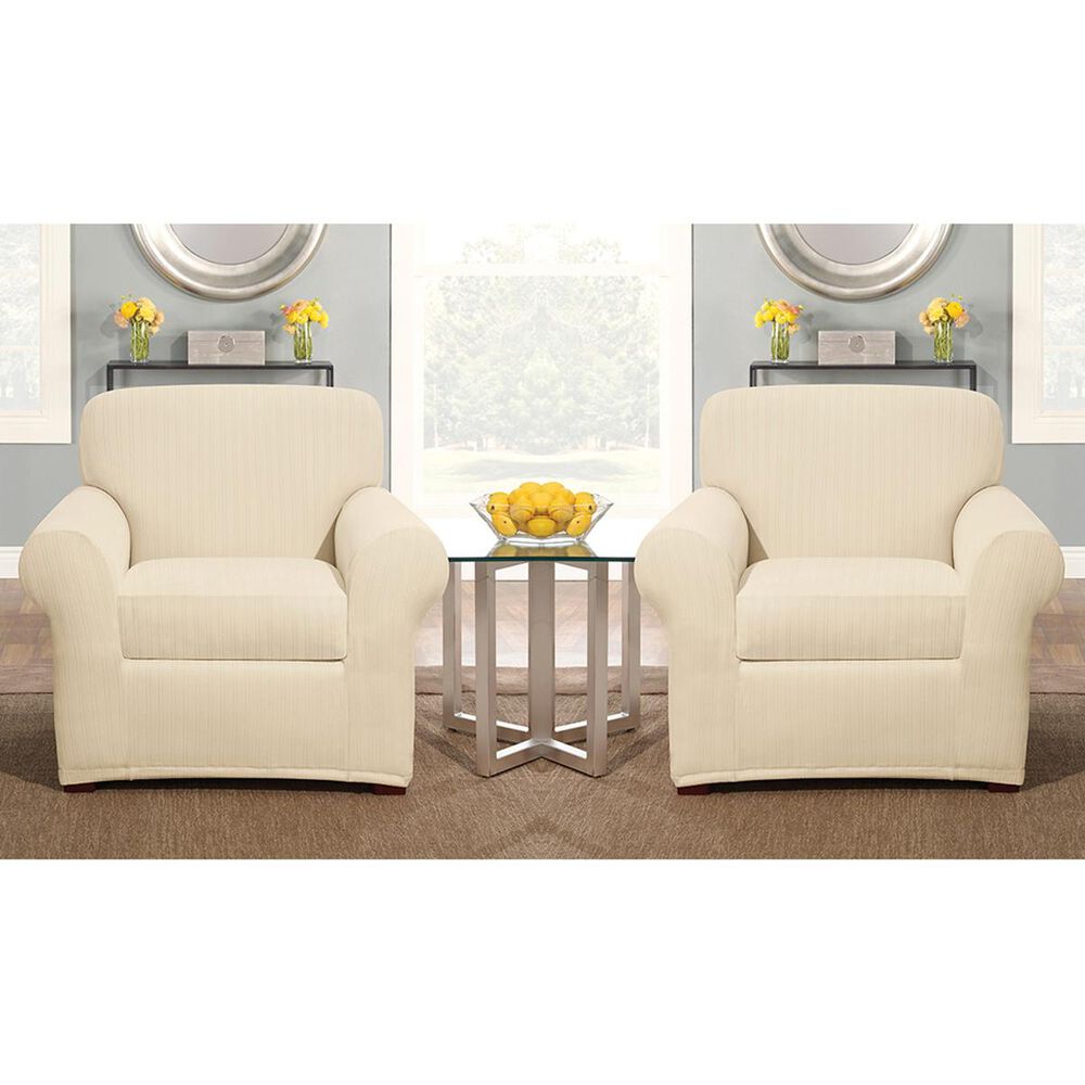 Surefit 2-Piece Box Cushion Chair Slipcover in Cream, , large