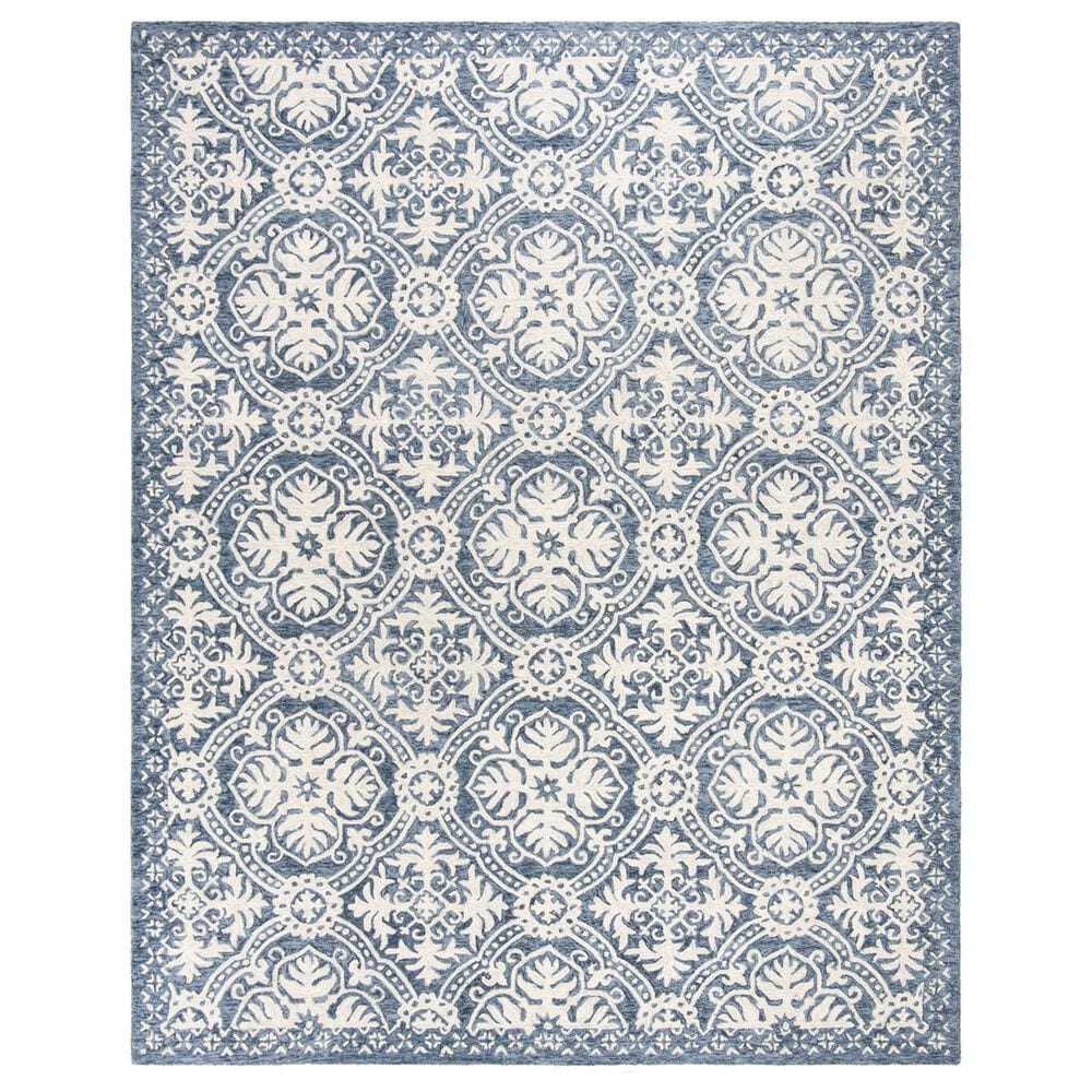 Safavieh Micro-Loop MLP606M 8" x 10" Blue and Ivory Area Rug, , large