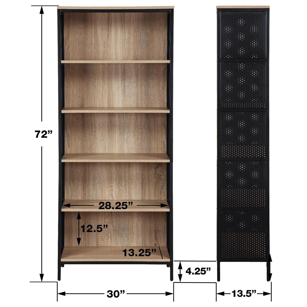 OSP Home Ace 72" 5-Shelf Bookcase in River Oak, , large