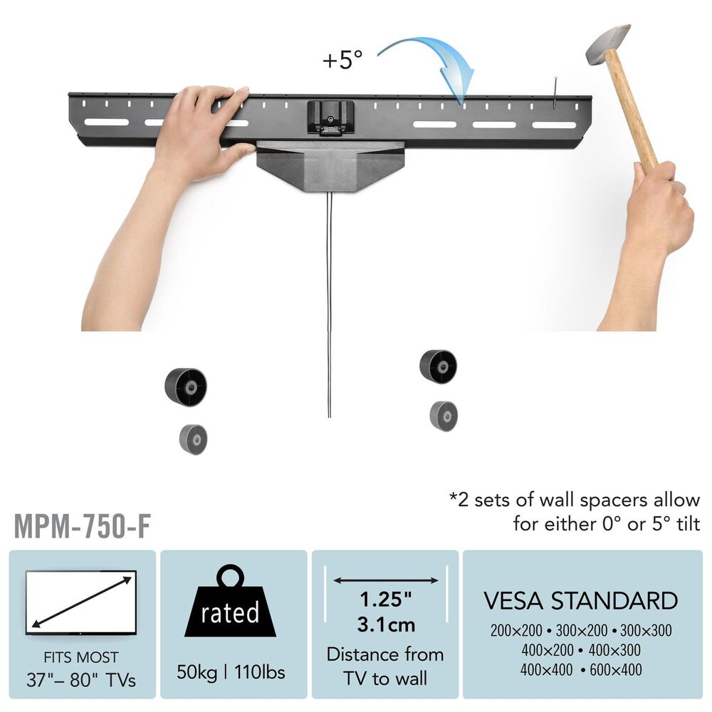 CorLiving Low Profile TV Mount in Black, , large