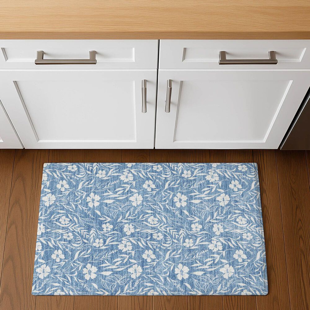 Dalyn Rug Company Soft Essentials Floral Denim 2'6" x 3'10" Indoor/Outdoor Area Rug, , large