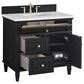 James Martin Vanities Lorelai 36" Single Vanity in Black Onyx with 3 cm White Zeus Quartz Top, , large