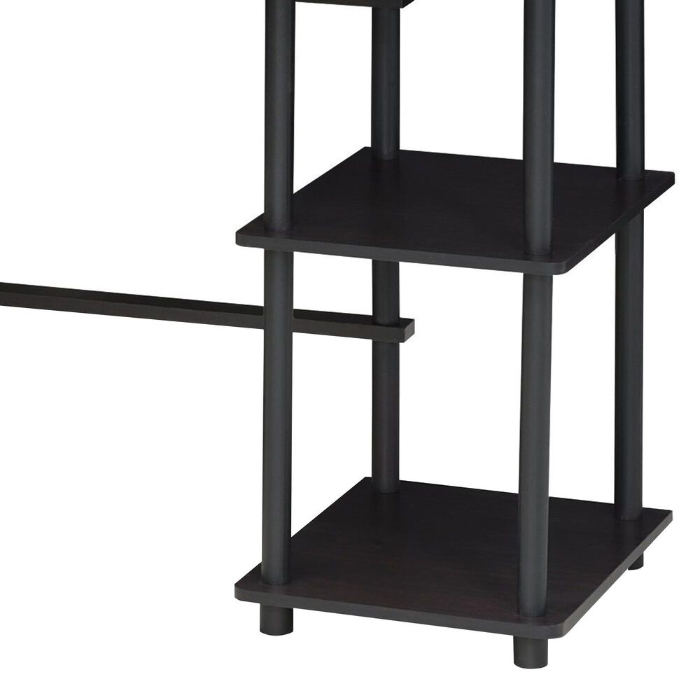 HOMLUX 45" Computer Desk with Dual Open Side Shelves in Espresso and Black, , large