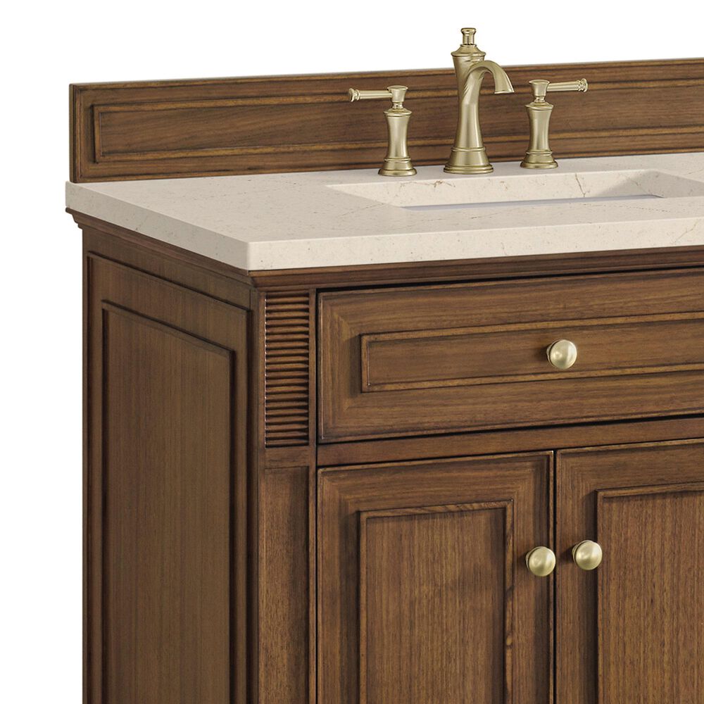 James Martin Vanities Lorelai 72&quot; Double Vanity in Mid-Century Walnut with 3 cm Eternal Marfil Quartz Top, , large