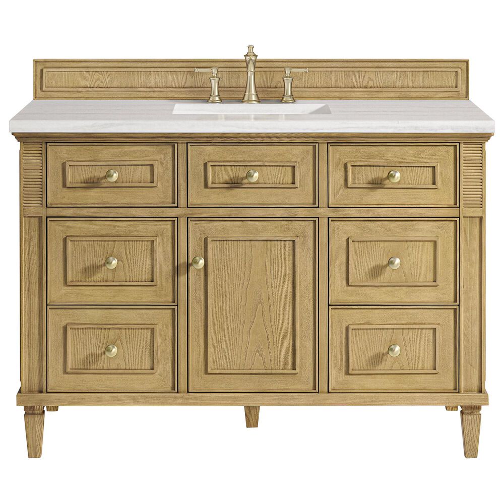 James Martin Vanities Lorelai 48&quot; Single Vanity in Light Natural Oak with 3 cm Arctic Fall Solid Surface Top, , large
