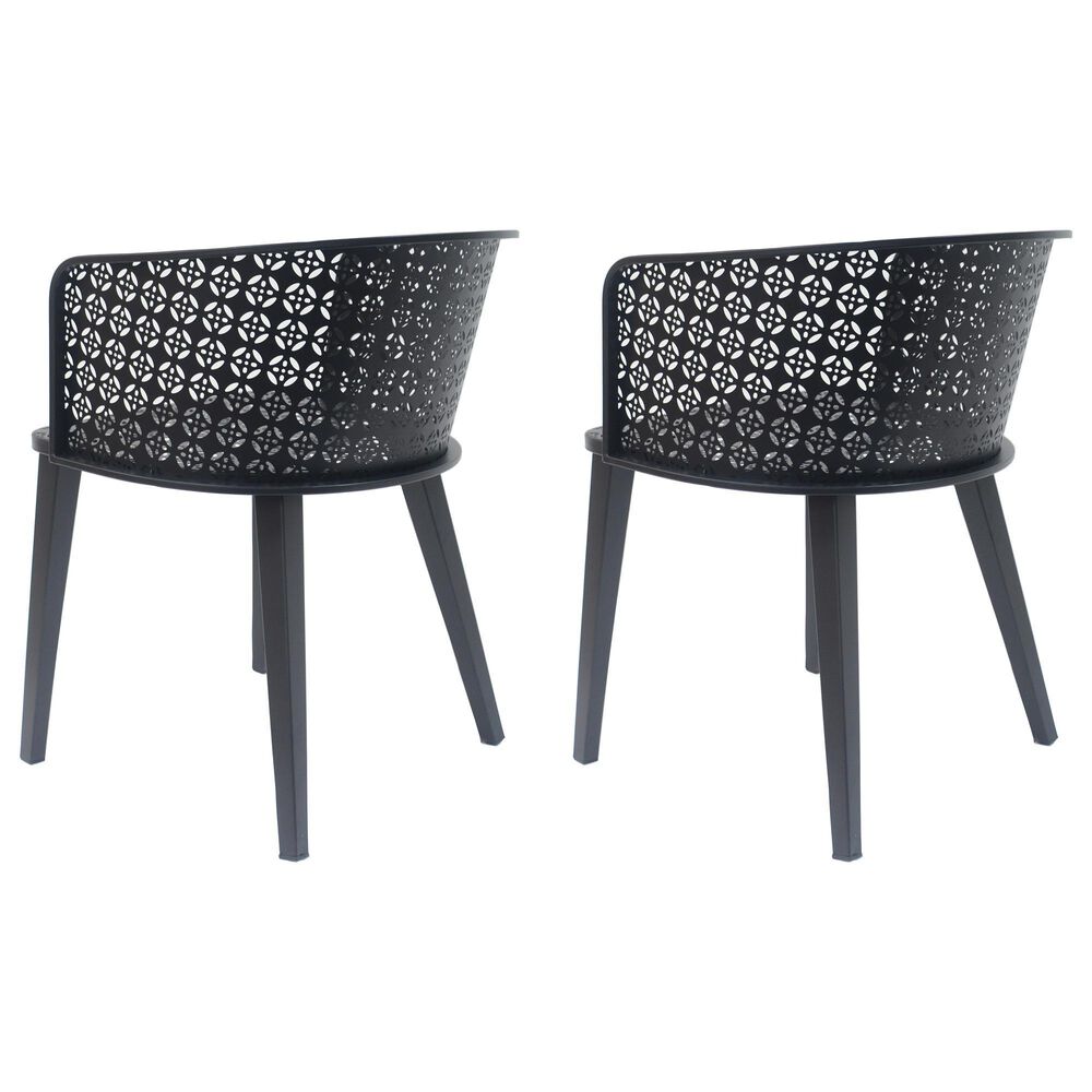 Hearth and Haven Milan Outdoor Dining Chair in Black (Set of 2), , large