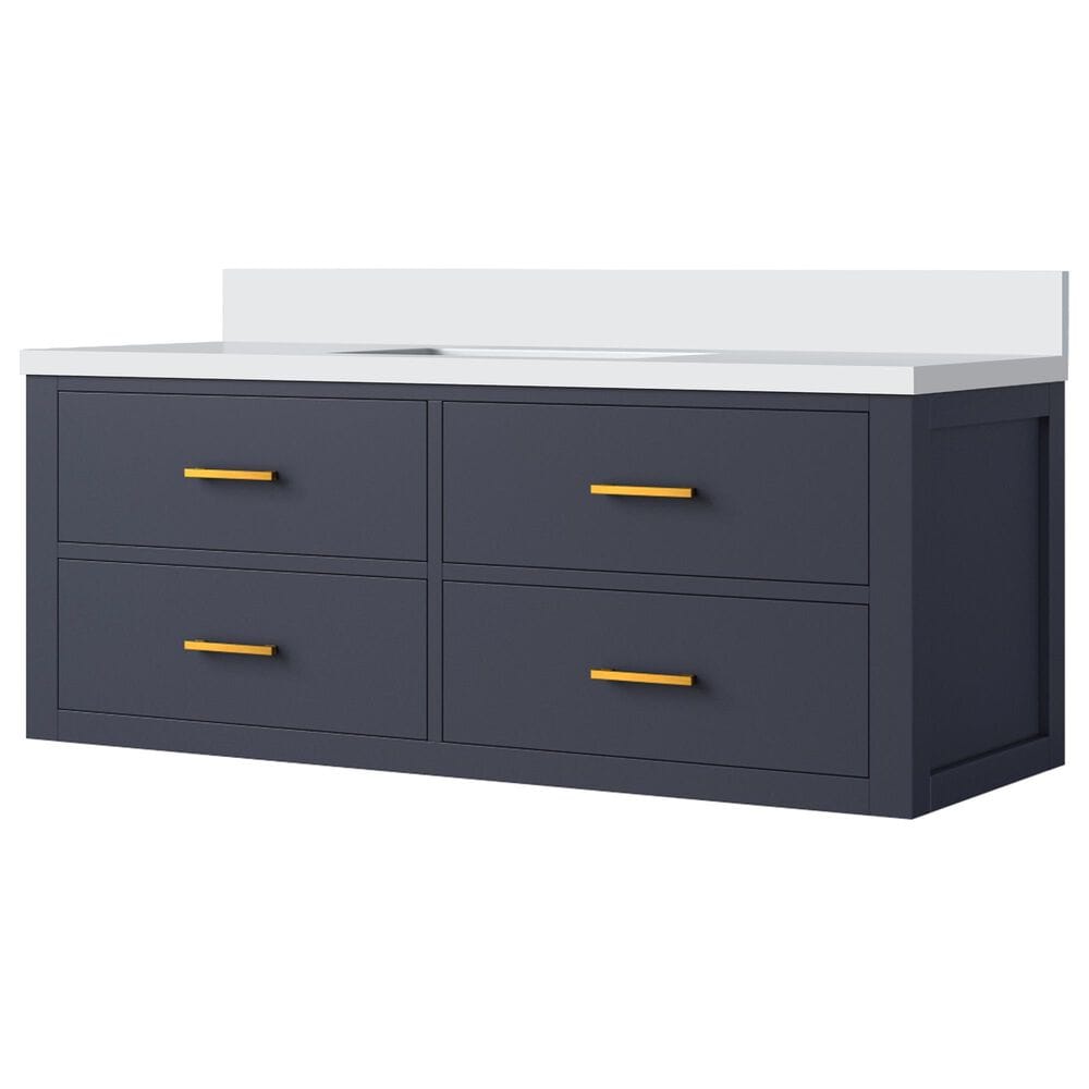 Lexora Home Castor 48" Single Bathroom Vanity in Blue with 2 cm White Quartz Top and Rectangular Sink, , large