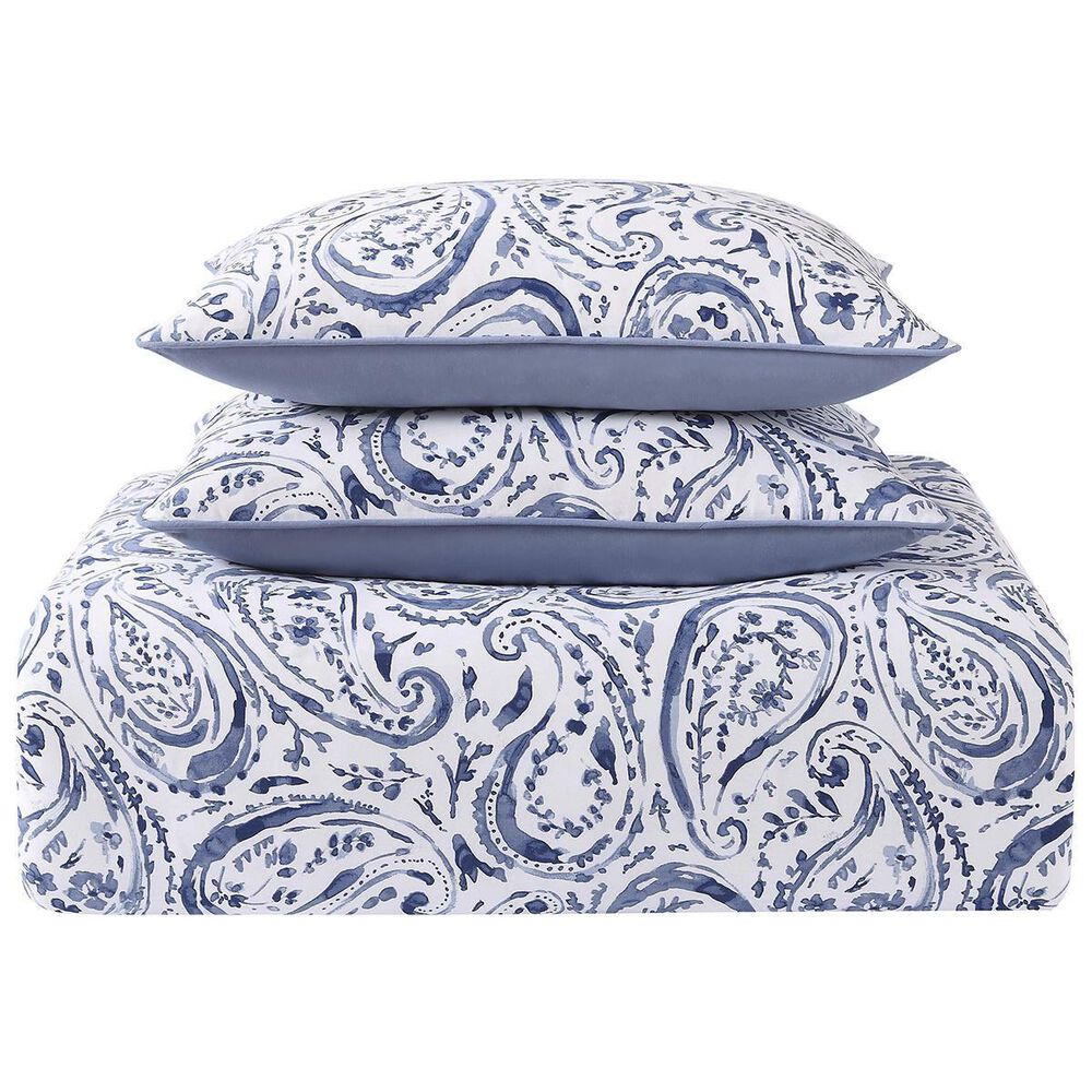 Pem America Indienne 3-Piece King Paisley Comforter Set in Navy and White, , large
