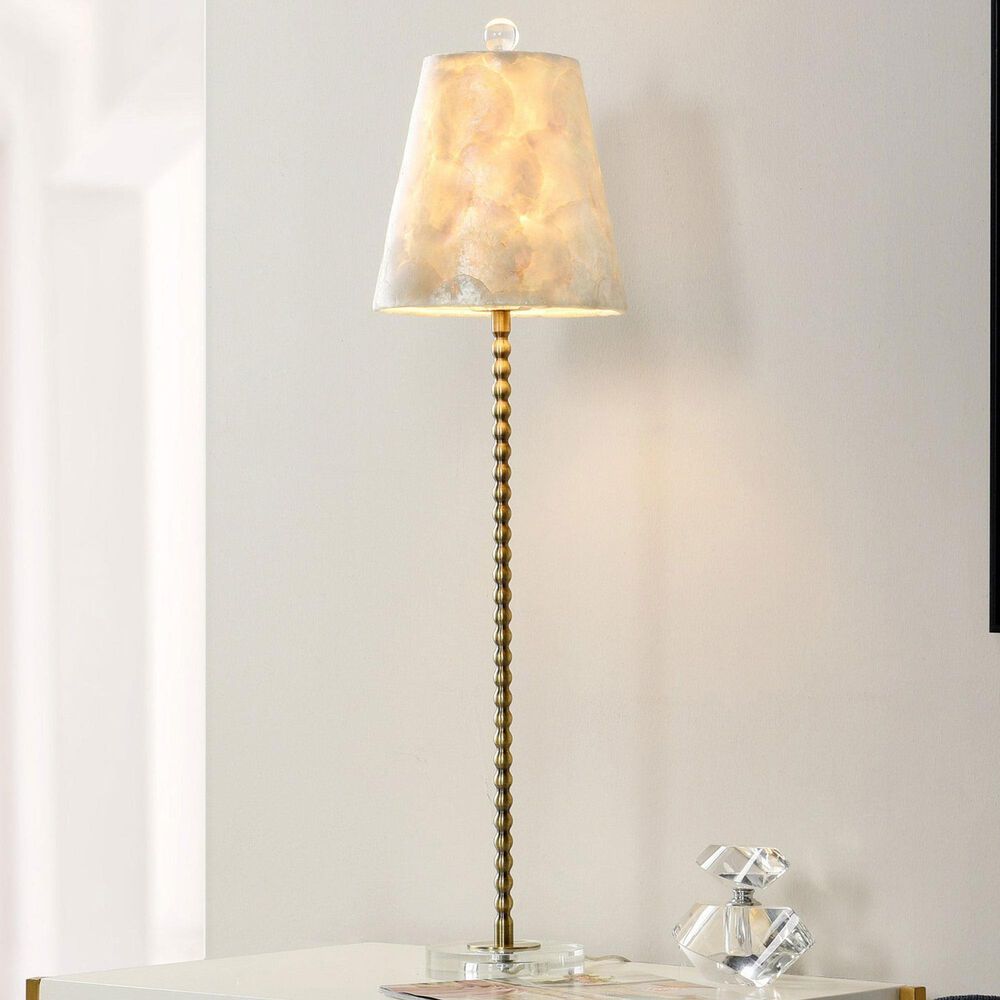 Flair Industries Capiz Slim Buffet Lamp in Aged Brass, , large