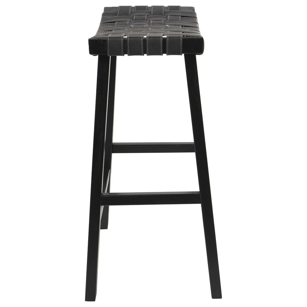Maple and Jade Handmade Woven Kitchen Bar Stool in Matte Black, , large
