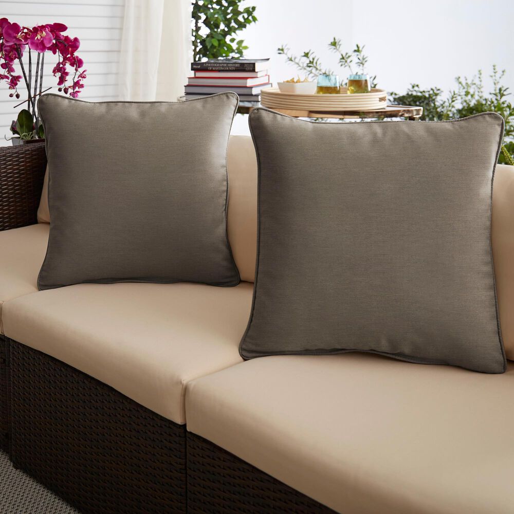Sorra Home Sunbrella 18" Pillow in Canvas Taupe (Set of 2), , large