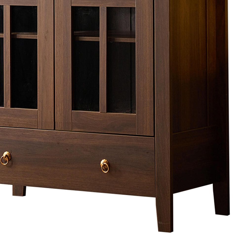 HOMLUX 71" Arched Curved Storage Cabinet in Walnut, , large