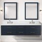 Lexora Home Castor 72" Double Bathroom Vanity in Blue with 2 cm White Carrara Marble Top, Rectangular Sinks and 34" Mirrors, , large