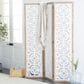 Maple and Jade 3-Panel Partition Room Divider Screen with Carved Designs in Matte White and Brown, , large