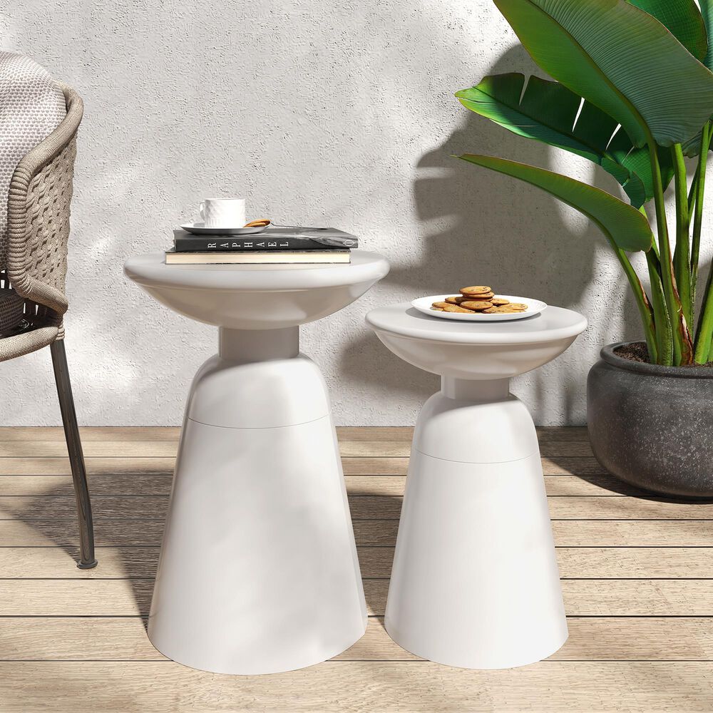 Hearth and Haven Serenita Patio Side Tables in White &#40;Set of 2&#41;, , large