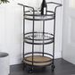 Maple and Jade 35" Bar Cart in Matte Black, Natural Brown and Clear, , large