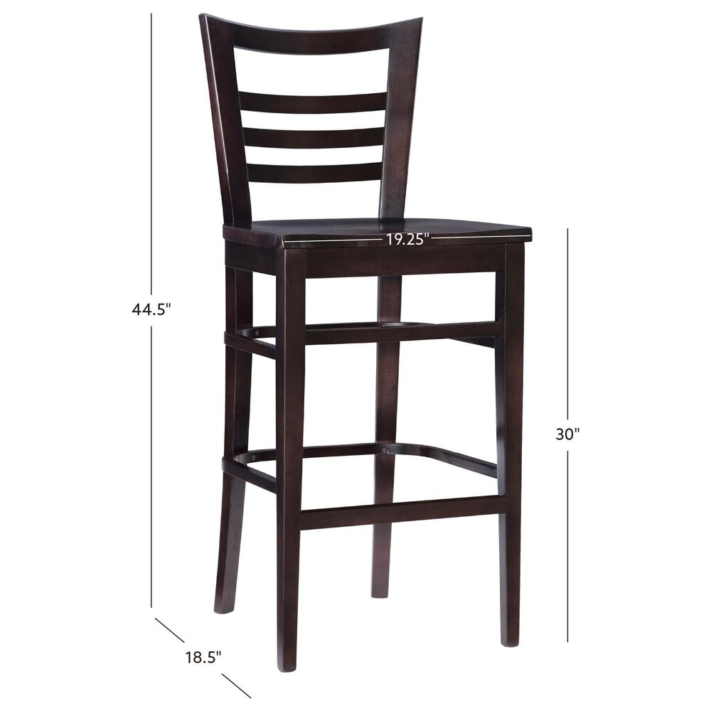 Linon Home Decor Blairmont Bar Stool in Deep Brown Stain, , large