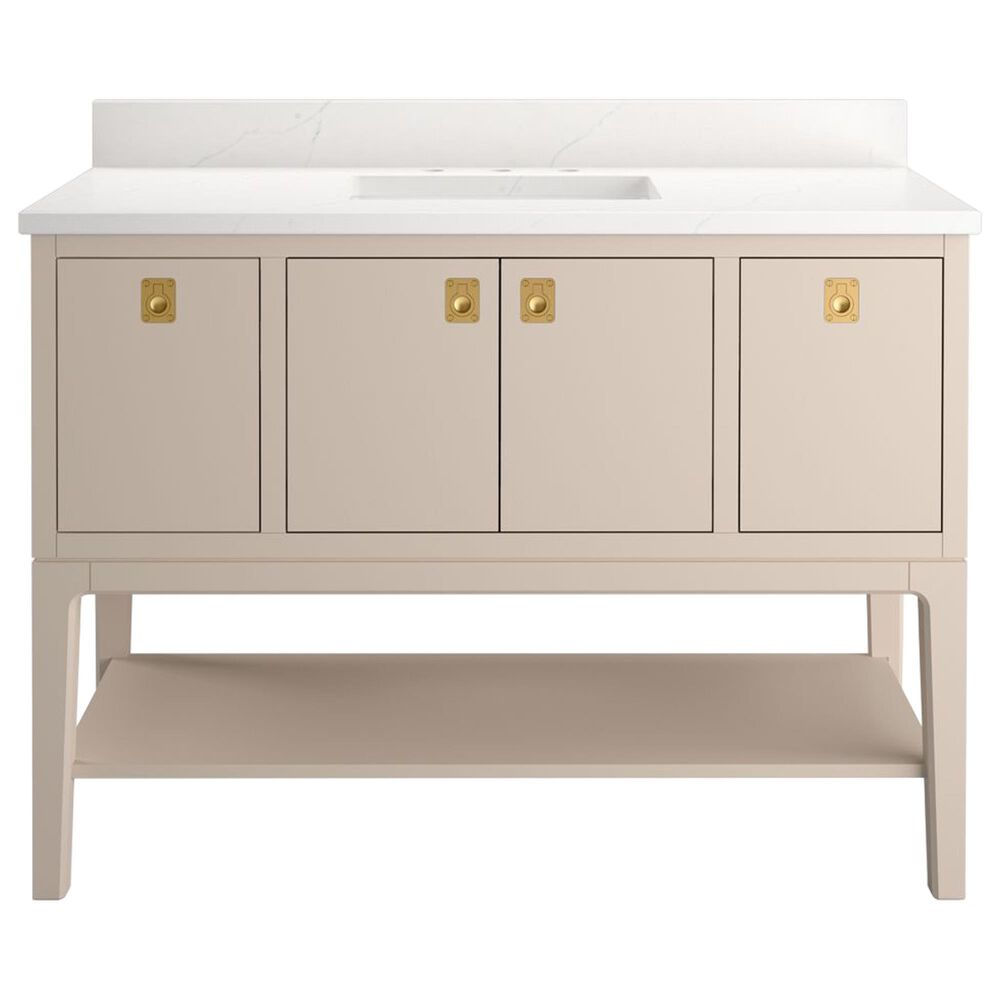 Kohler Seagrove 48" Single Bathroom Vanity in Light Clay with 3 cm White Quartz Top and Rectangular Sink, , large
