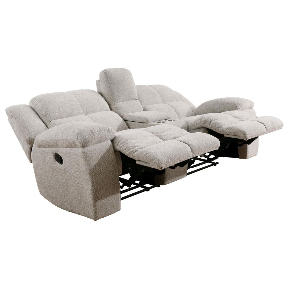 Simeon Collection Buster Manual Dual Reclining Console Loveseat in Opal Taupe Velvet, , large