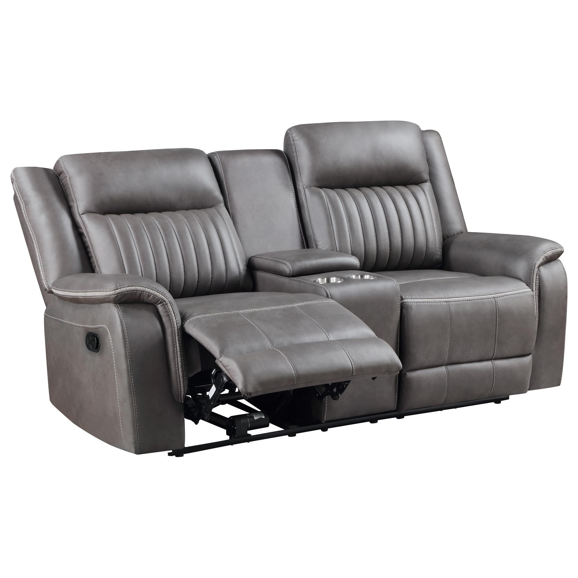 New Heritage Enzo Manual Reclining Console Loveseat in Gray