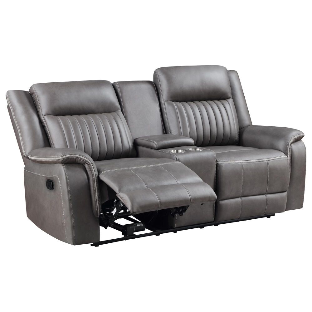 New Heritage Design Enzo Manual Reclining Loveseat in Gray, , large