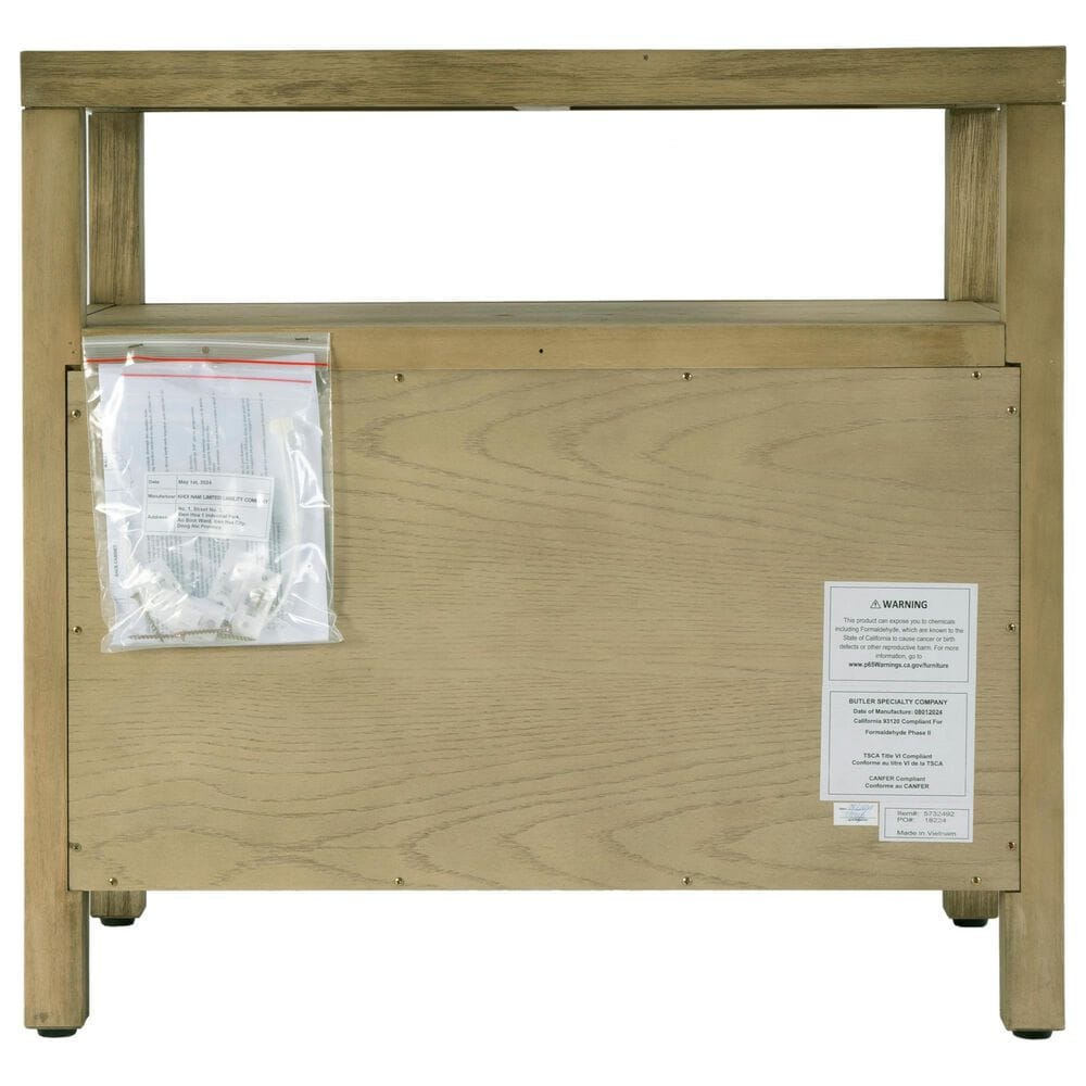Butler Specialty Company Nora 2-Drawer Wide Nightstand with Open Shelf in Light Oak, , large