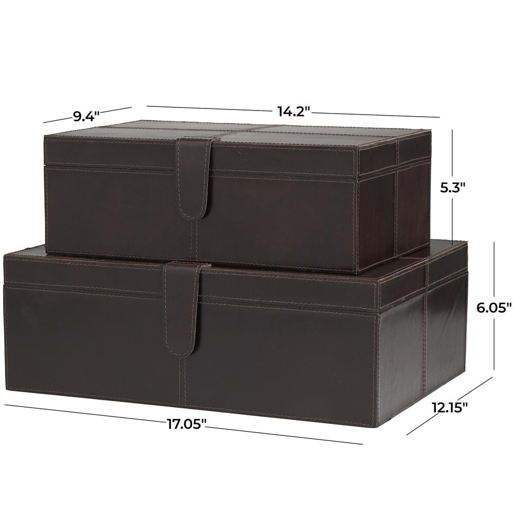 Maple and Jade 17.5&quot; 2-Piece Handmade Storage Decorative Box Set in Dark Brown, , large