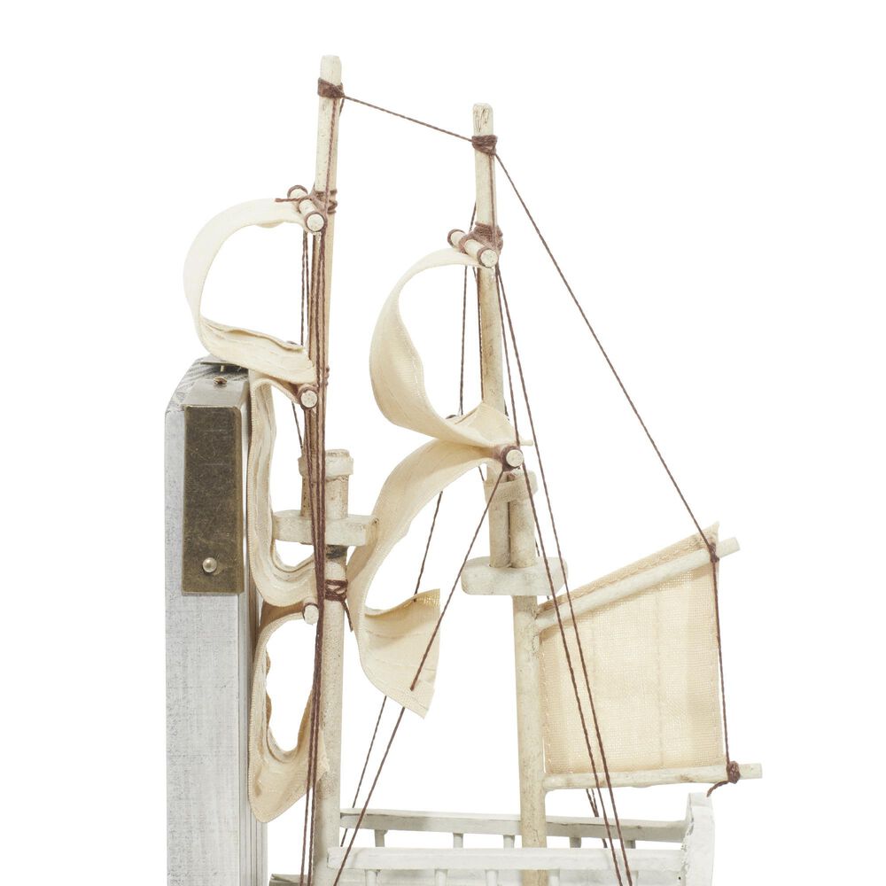 Maple and Jade Coastal Sail Boat Bookends in White Washed, Gold and Blue &#40;Set of 2&#41;, , large