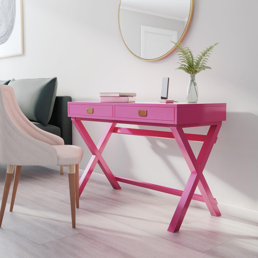Linon Home Decor Peggy Writing Desk in Raspberry Pink, , large