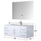 Lexora Home Geneva 48" Single Bathroom Vanity in Glossy White with 2 cm White Cultured Marble Top and Rectangular Sink, , large