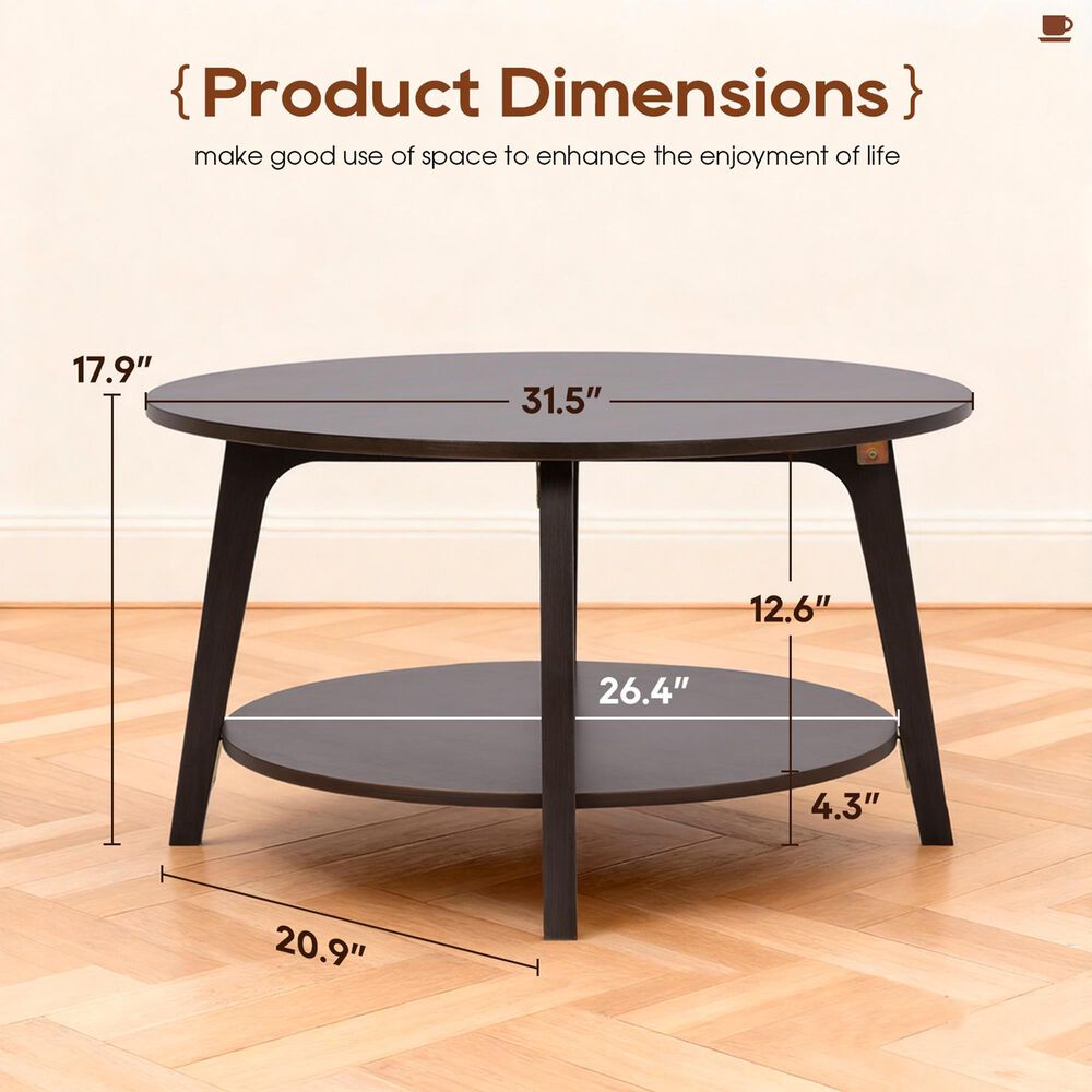 FDW 31.5" Round Coffee Table in Grey, , large