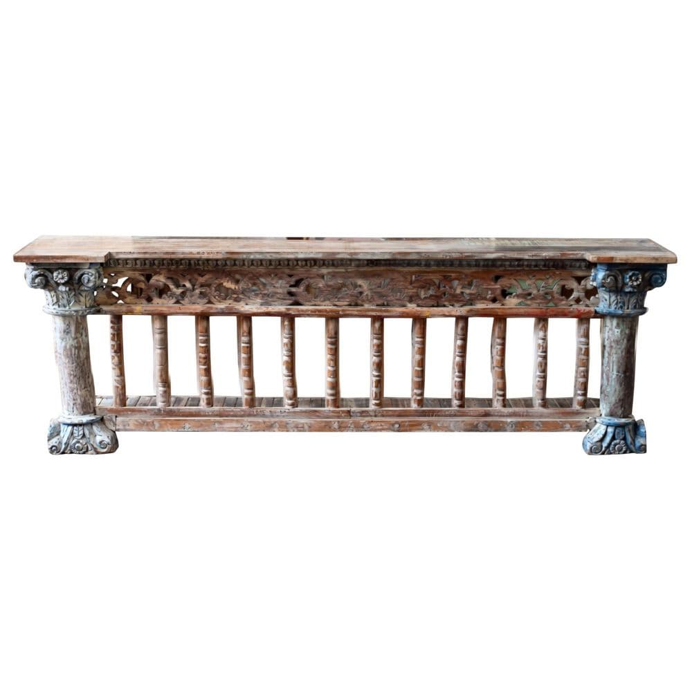 Jaipur Home One of a Kind Architectural Balcony Console Table in Brown, , large