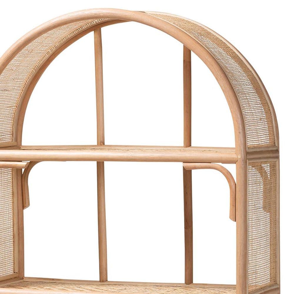 Baxton Studio Natania 4-Tier Arched Bookcase in Natural Brown, , large