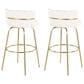 LumiSource Cinch 30" Swivel Barstool with White Upholstery in Gold (Set of 2), , large
