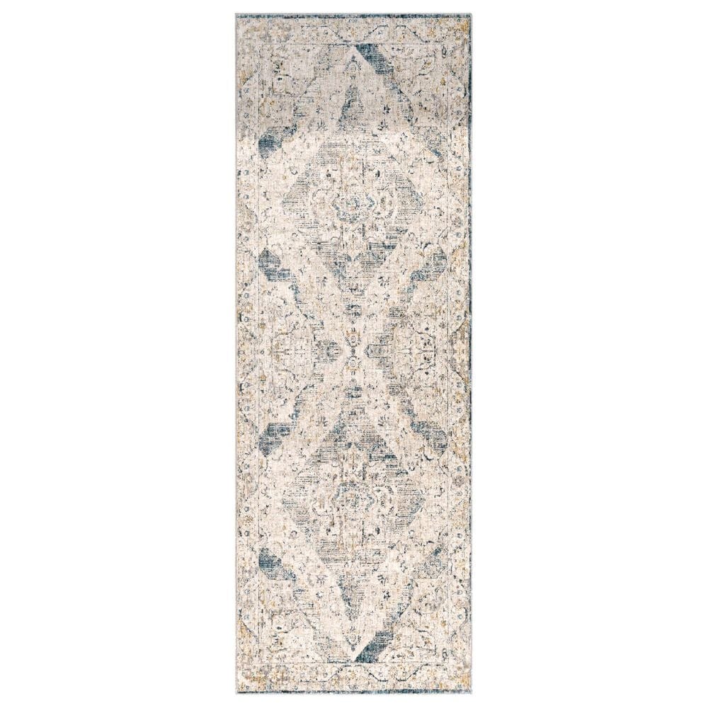 Surya Cardiff CDF-2303 Medium Gray, Light Blue, Mustard and Dark Blue 2"7" x 7"3" Runner, , large