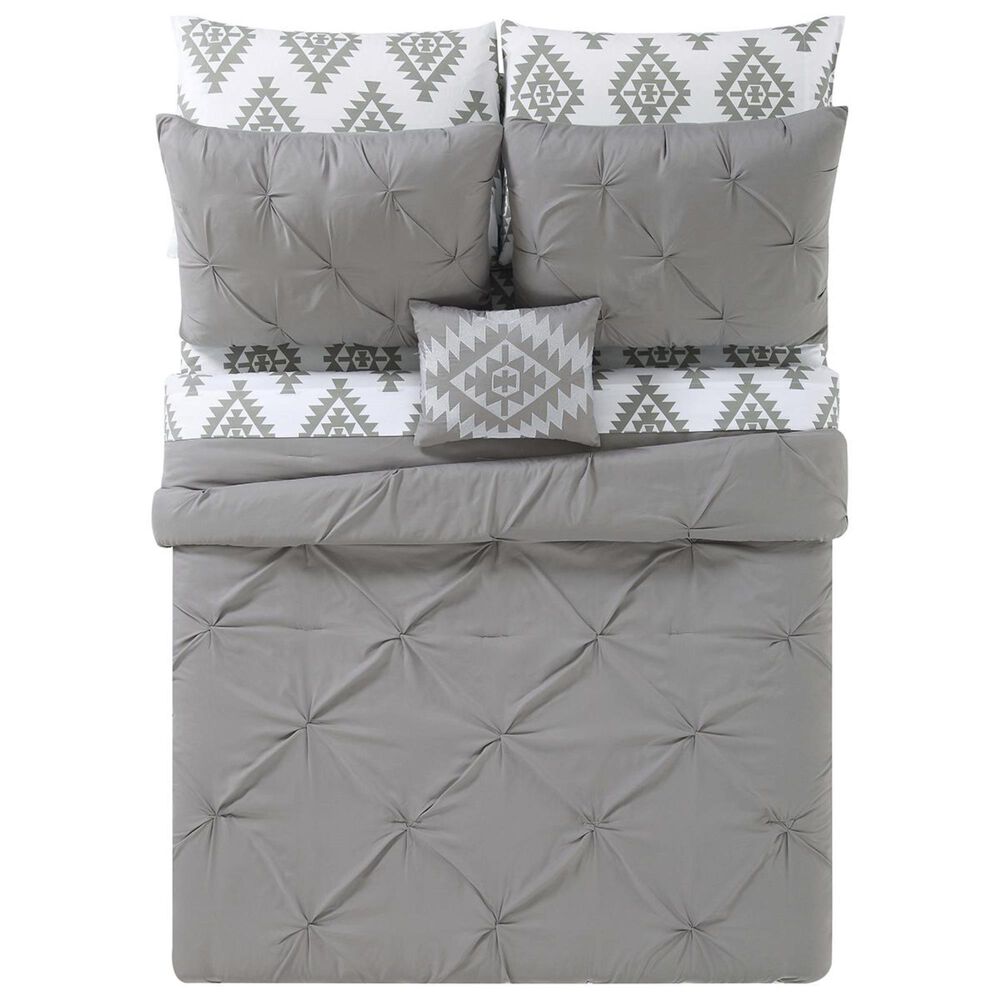 Pem America Pueblo Pleated 6-Piece Queen Bed in a Bag in Grey, , large