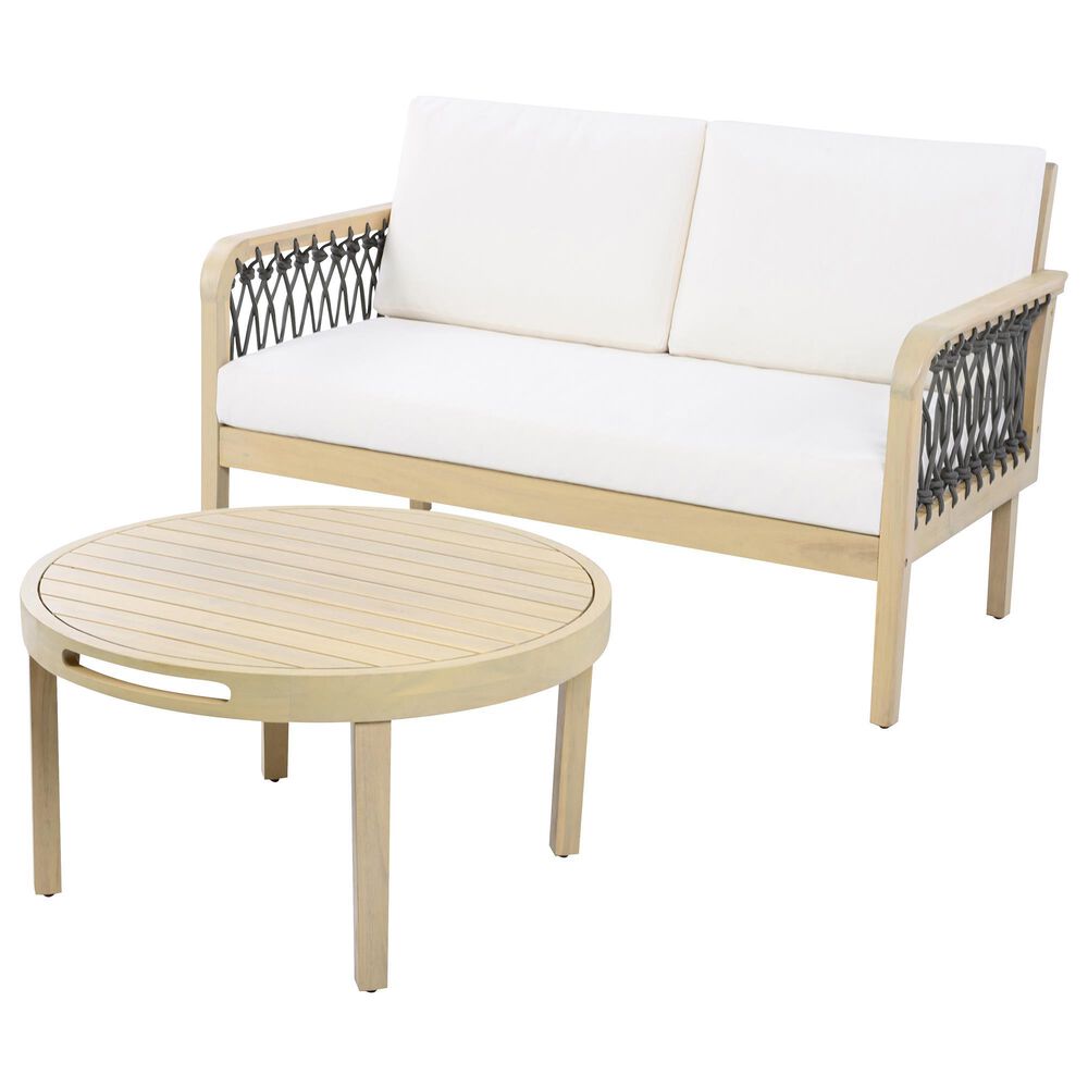 HOMLUX 2-Piece Outdoor Conversation Set with Cushions in Cream and Dark Gray, , large