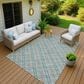 Dalyn Rug Company Soft Essentials Plaid Teal 9" x 12" Indoor/Outdoor Area Rug, , large