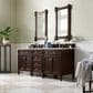 James Martin Vanities Brittany 72" Double Bathroom Vanity in Burnished Mahogany with 3 cm Victorian Silver Quartz Top and Rectangular Sinks, , large