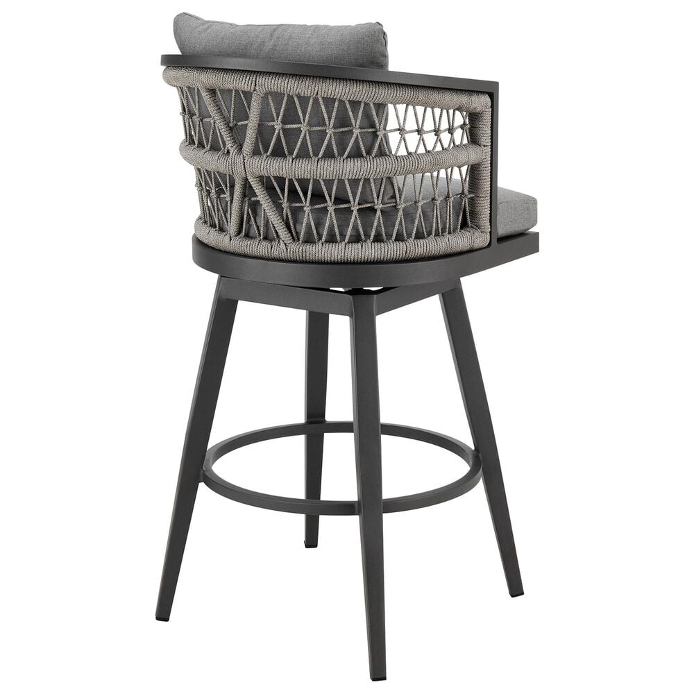 Blue River Zella Patio Swivel Bar Stool with Earl Gray Cushion in Gray, , large