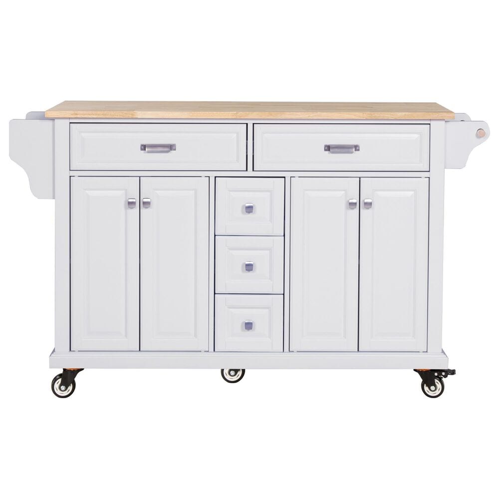 HOMLUX Kitchen Island Cart with Storage Cabinet in White, , large