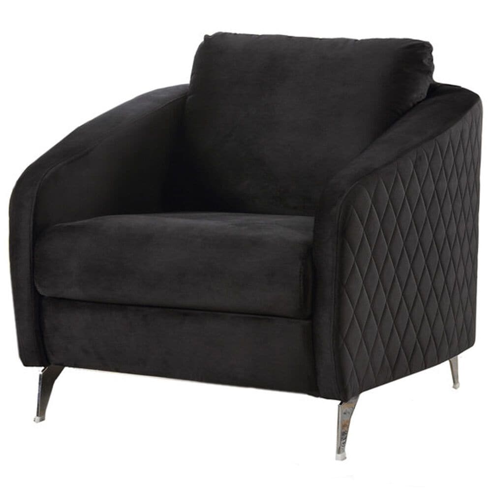 HOMLUX Diamond Accent Arm Chair in Black, , large