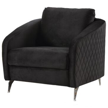 HOMLUX Diamond Accent Arm Chair in Black, , large