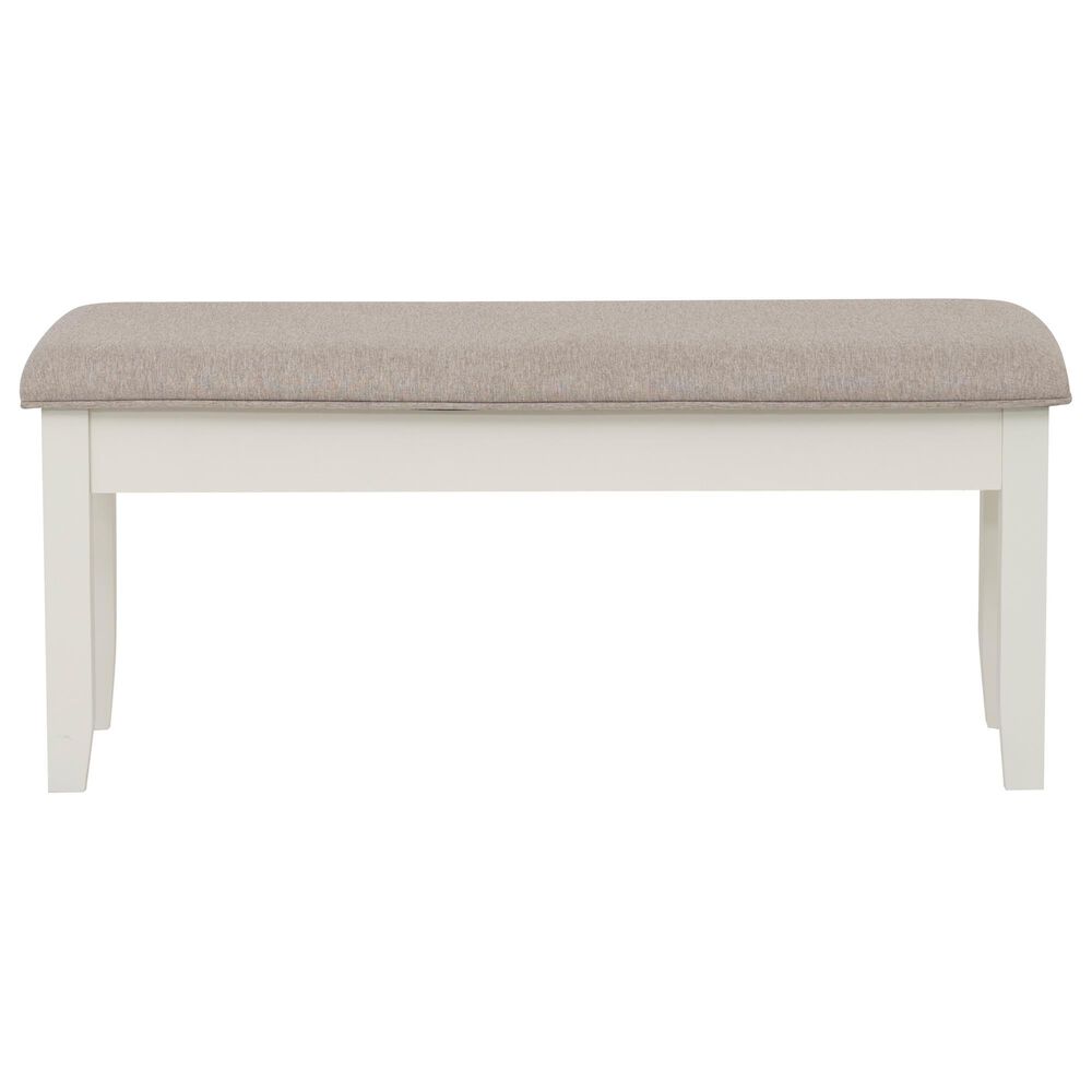 Linon Home Decor Jane Storage Bench with Light Grey Cushion in Vanilla White, , large