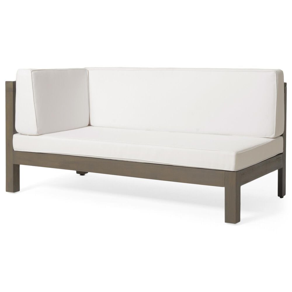 Hearth and Haven Brava Outdoor Corner Bench with Coffee Table in White, , large